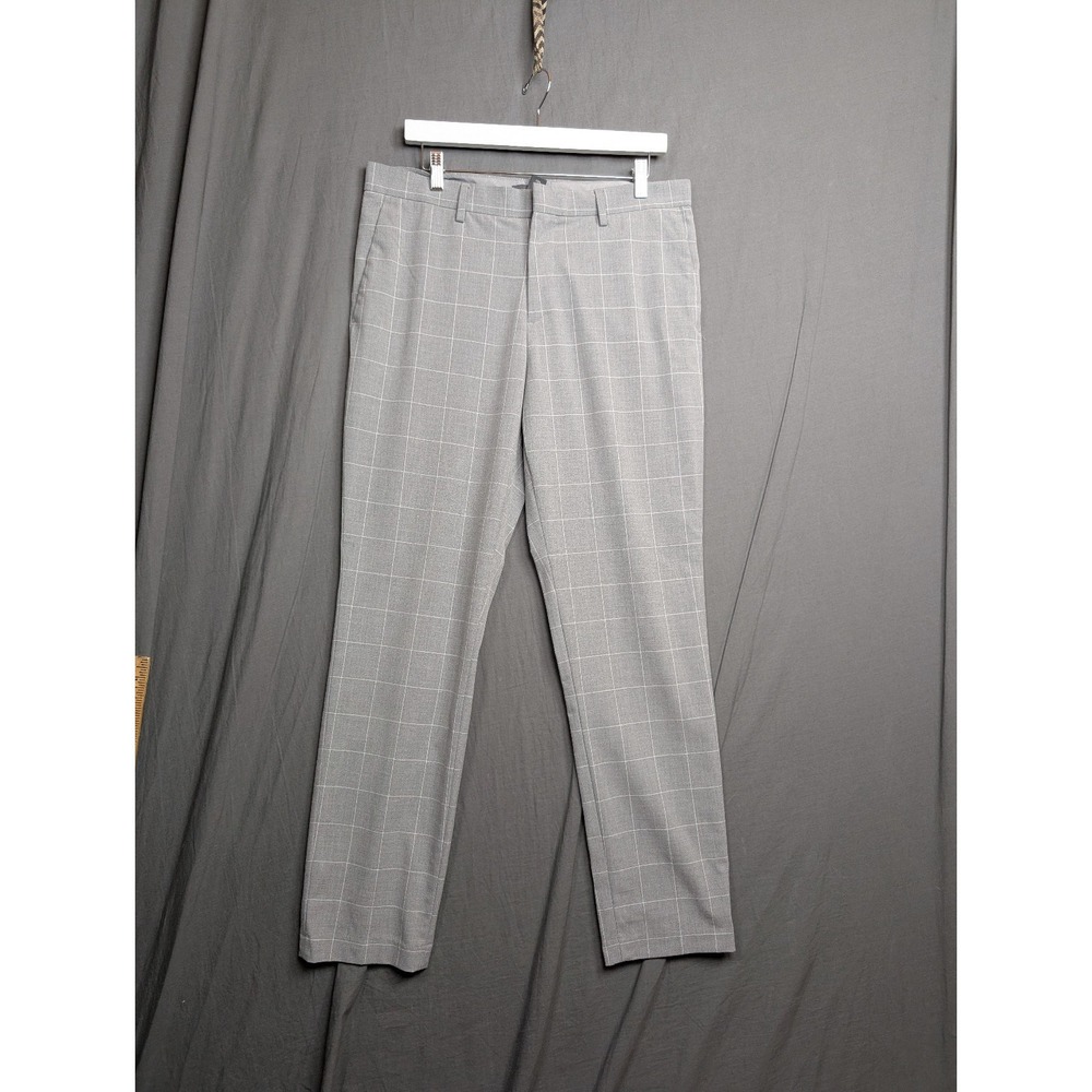 H & M Women's Grey and White Slim Fit Casual Trousers Size 34